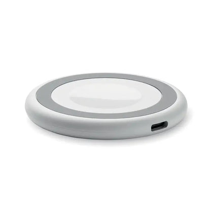 Incarcator wireless 3 in 1 15w circular cu inel gri mat și suprafață albă netedă pentru încărcare rapidă