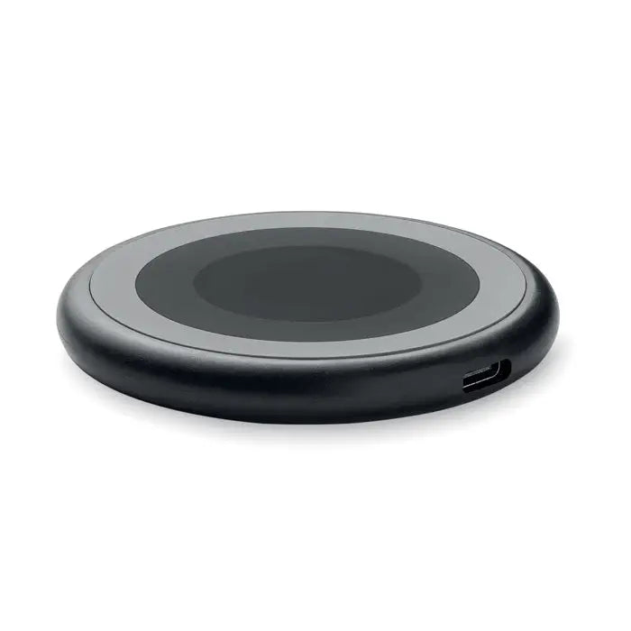 Încărcător wireless 3 în 1 negru cu finisaj mat și zonă centrală gri închis pentru încărcare inductivă de 15w