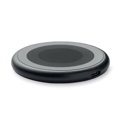 Încărcător wireless 3 în 1 negru cu finisaj mat și zonă centrală gri închis pentru încărcare inductivă de 15w