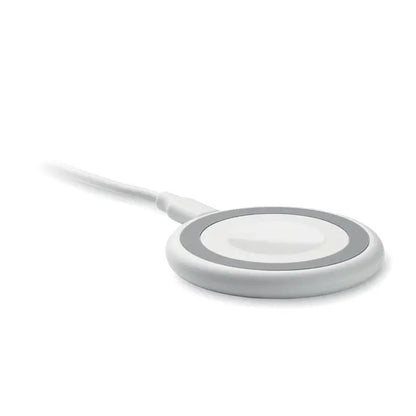 Incarcator wireless 3 în 1 15w alb circular cu accent gri și cablu alb pentru încărcare fără fir eficientă