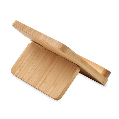 Stand de suport pentru tabletă din bambus maro deschis cu finisaj natural neted pentru încărcător wireless 3 în 1 de 15 w