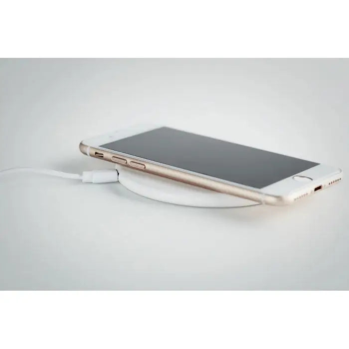 Incarcator wireless abs 10w cu iphone 6s plus auriu si cablu alb conectat la portul lateral