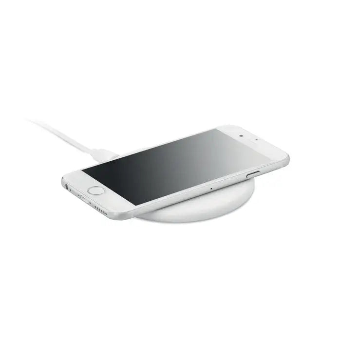 Incarcator wireless alb din abs cu design minimalist pentru incarcare fara fir 10w