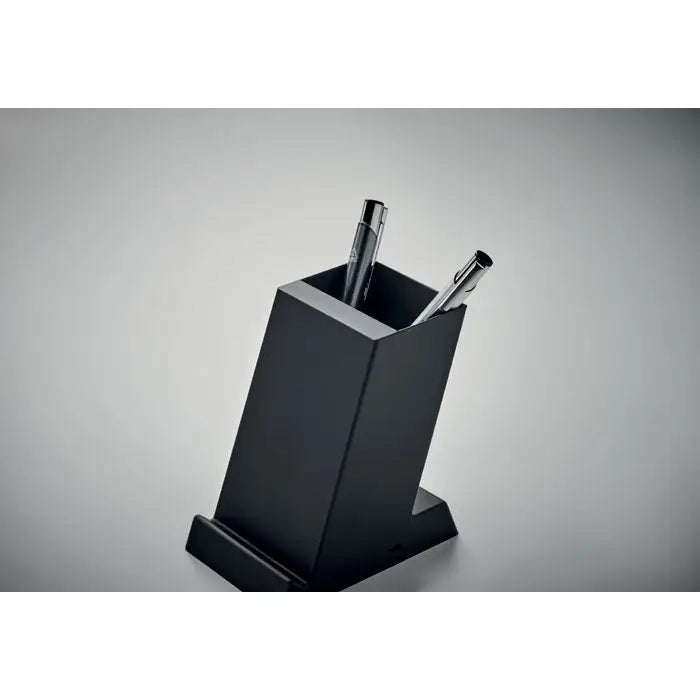 Incarcator wireless abs 15w cu suport pentru pixuri dreptunghiular negru cu design minimalist si finisaj mat fin