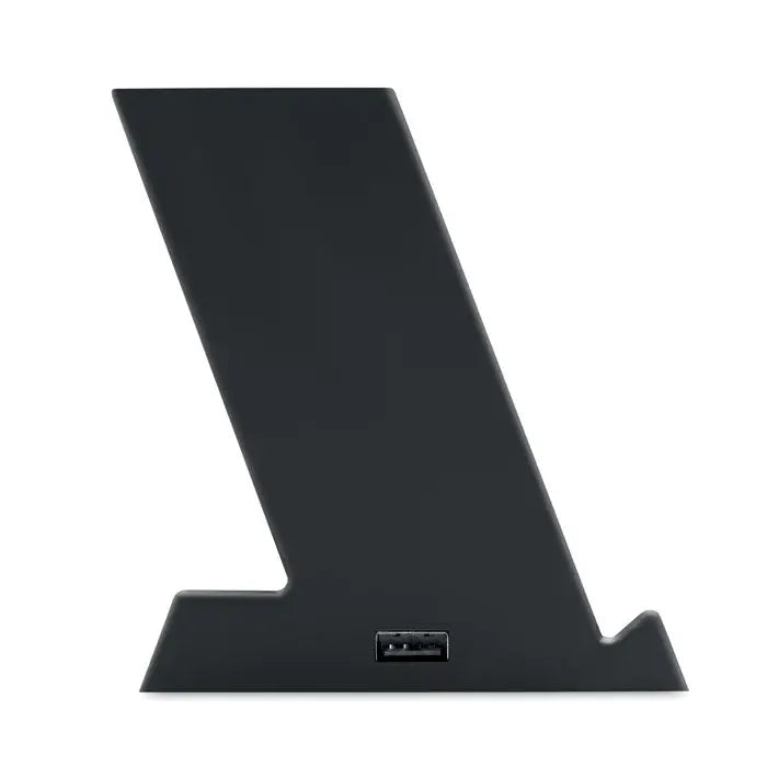 Incarcator wireless abs 15w stand negru mat din plastic cu port usb la baza pentru incarcare fara fir