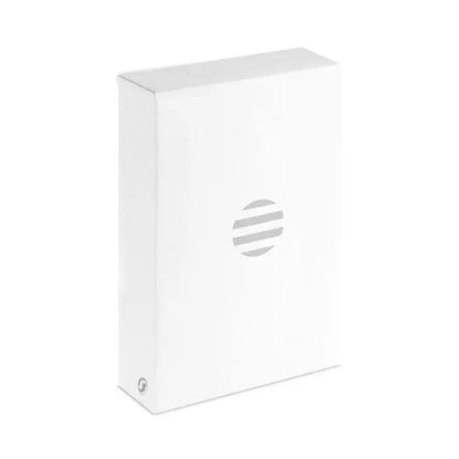 Incarcator wireless bamboo 10w alb cu logo circular gri cu dungi orizontale pe cutie dreptunghiulara