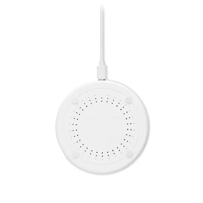 Încărcător wireless bamboo 10w alb circular cu model punctat subtil și cablu integrat