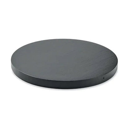 Incarcator wireless bambus 10w cu suprafata mata si textura subtila de lemn in forma circulara neagra