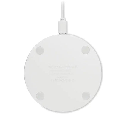 Incarcator wireless de sticla alb cu design minimalist si patru paduri adezive pentru stabilitate