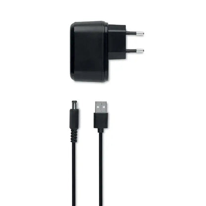 Încărcător wireless din bambus 5W negru cu priză europeană două pini și cablu usb-a la jack barrel matching