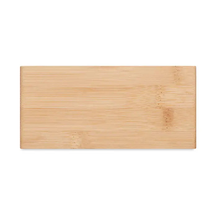 Încărcător wireless din bambus 5w cu suprafață rectangulară și finisaj natural lemn deschis la culoare