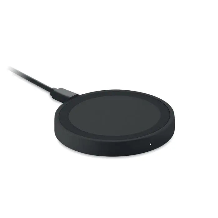 Black incarcator wireless mic de 15w cu finisaj mat si cablu conectat pentru incarcare rapida