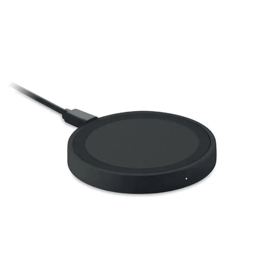 Black incarcator wireless mic de 15w cu finisaj mat si cablu conectat pentru incarcare rapida