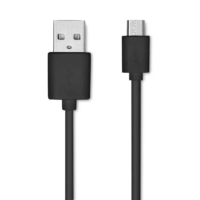Cablu usb negru cu conector usb-a standard si micro-usb-b cu carcasa mata pentru incarcator wireless mic de 5w