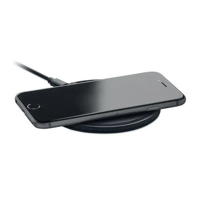 Incarcator wireless reciclat de 15 w negru cu design circular si finisaj mat pentru incarcare rapida