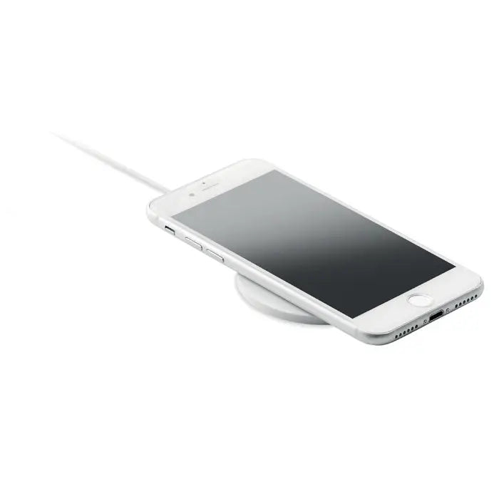 Incarcator wireless ultrasubtire 10w alb cu design circular elegant si suprafata neteda pentru incarcare rapida