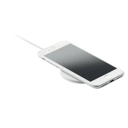 Incarcator wireless ultrasubtire 10w alb cu design circular elegant si suprafata neteda pentru incarcare rapida