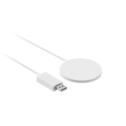 Incarcator wireless ultrasubtire 10w alb rotund cu cablu usb-a pentru incarcare wireless rapida