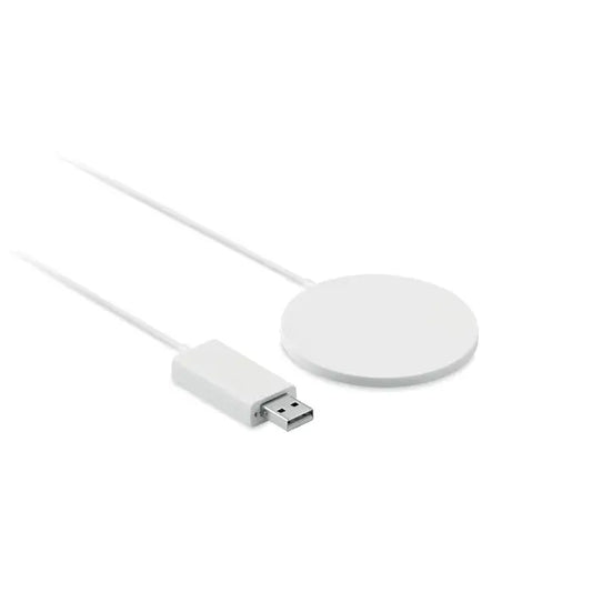 Incarcator wireless ultrasubtire 10w alb rotund cu cablu usb-a pentru incarcare wireless rapida