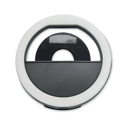 Inel luminos portabil pentru selfie inel circular alb si negru cu design modern si elegant