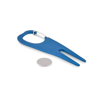 Instrument de golf din aluminiu albastru cu carabiniera argintie si mingea magnetica asortata