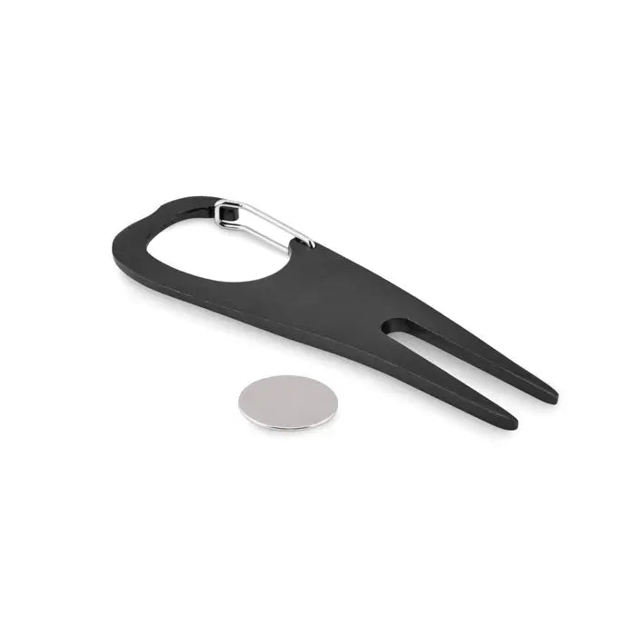 Instrument de golf din aluminiu negru cu clips argintiu si bila magnetica circulara pentru golf