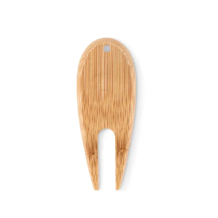 Instrument de golf din bambus marcator de minge maro deschis cu textura neteda si doua varfuri ascutite la baza