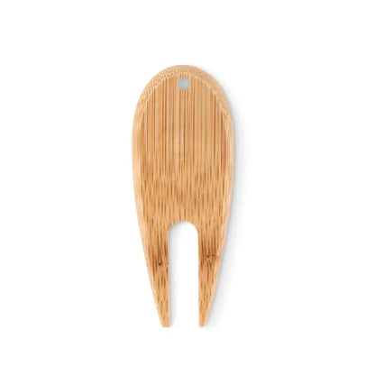 Instrument de golf din bambus marcator de minge maro deschis cu textura neteda si doua varfuri ascutite la baza
