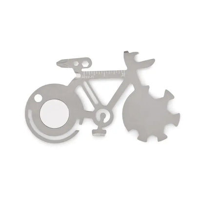 Instrument multiplu din otel inoxidabil argintiu model bicicleta cu rigla integrata si design de pinion