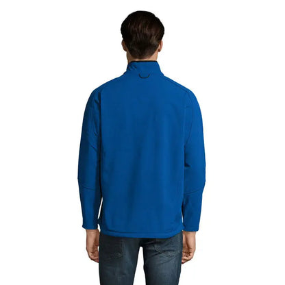 Jaca relax barbati ss 340g albastru geaca fleece cu guler inalt si logo negru discret la gat