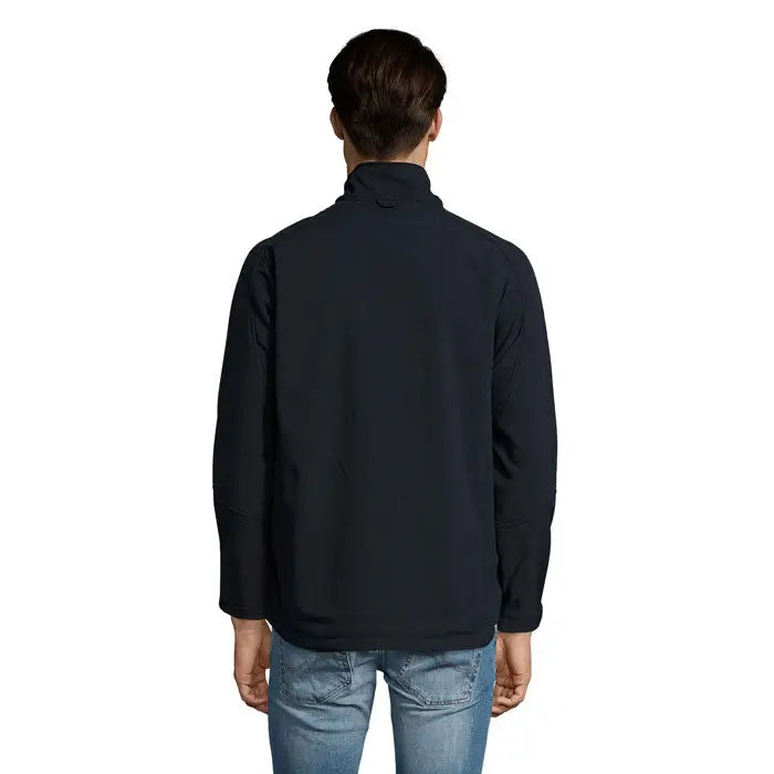 Jacheta barbati jaca relax neagra moderna cu guler inalt din material usor de 340g
