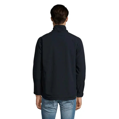 Jacheta barbati jaca relax neagra moderna cu guler inalt din material usor de 340g