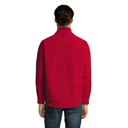 Jaca relax barbati ss 340g jachetă fleece roșie cu mâneci lungi, guler înalt și logo negru subtil la gât