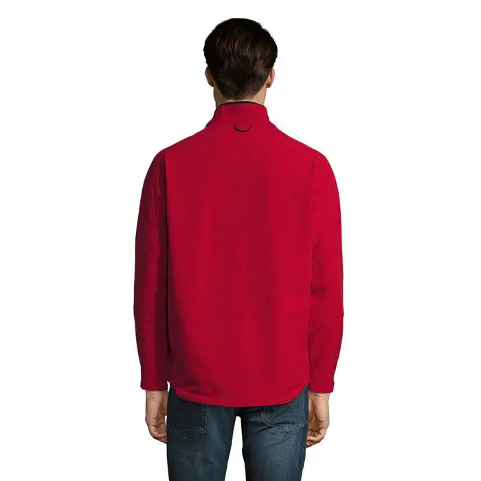 Jaca relax barbati ss 340g jacheta rosie din fleece cu maneci lungi si guler inalt cu logo negru subtil