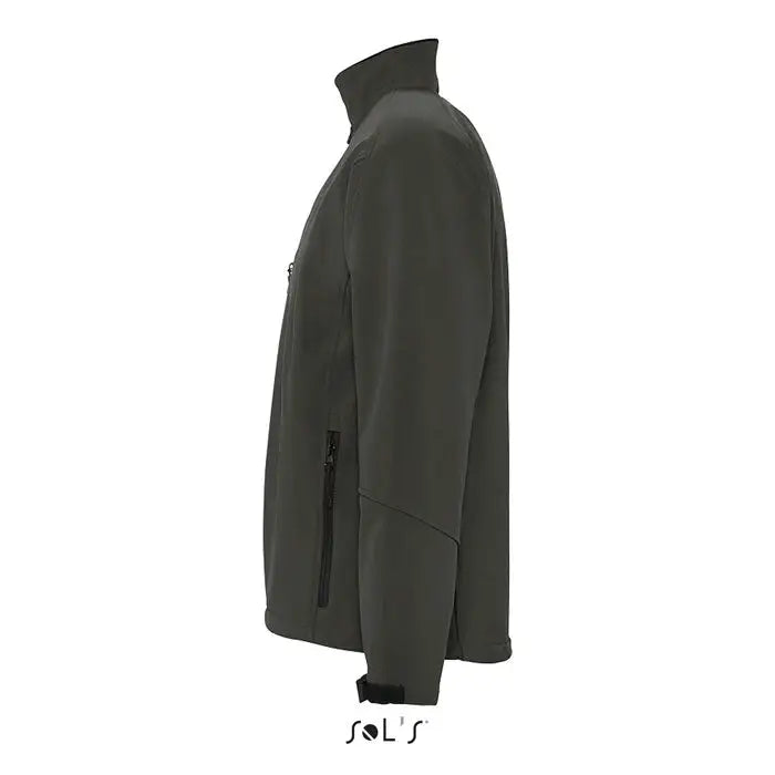 Jaca relax bărbați ss 340g jachetă soft-shell verde măsliniu închis cu fermoar negru și guler înalt