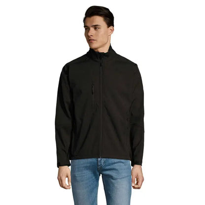 Jaca relax bărbați ss 340g jachetă soft-shell neagră cu fermoar integral și buzunare cu fermoar
