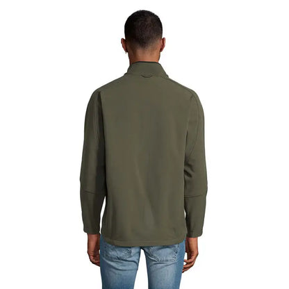 Jacheta soft-shell olive cu guler drept si maneci lungi jacarelax barbati ss 340g