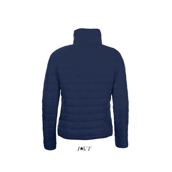 Jacheta captusita ride women bleumarin din fas cu guler inalt si aspect matlasat