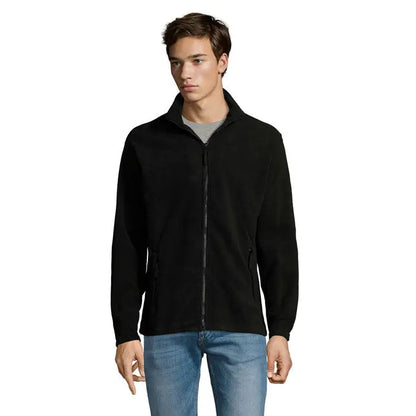 Jacheta din lana north neagra cu fermoar, guler inalt si buzunare laterale din fleece