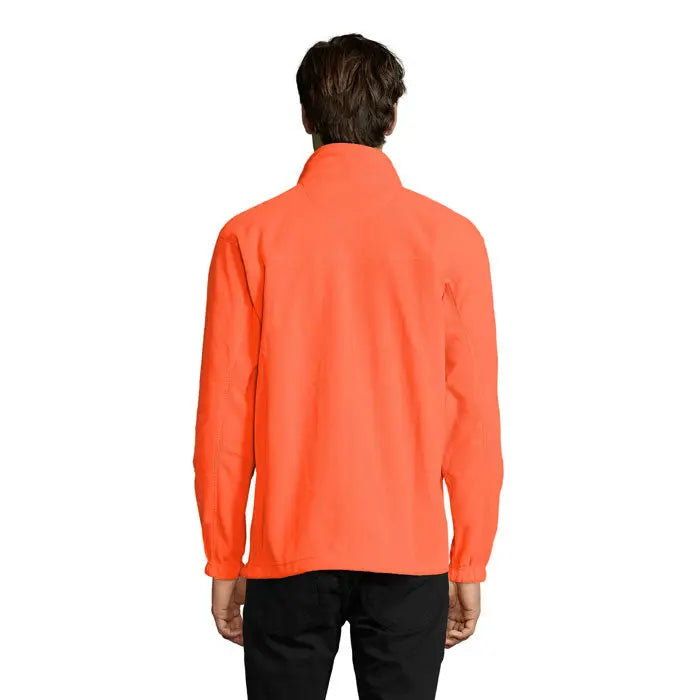 Jacheta din lana north portocalie cu fermoar, cu guler inalt si maneci lungi din fleece