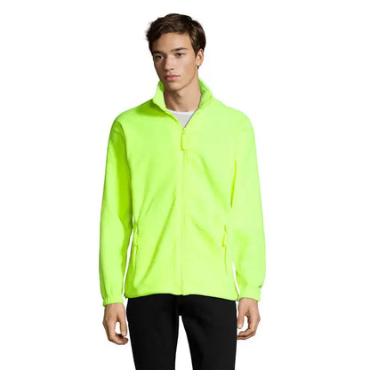Jacheta din lana north cu fermoar, fleece zip-up de culoare verde neon aprins