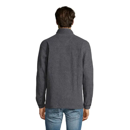 Jacheta din lână north gri închis cu fermoar, guler înalt și mâneci lungi din fleece