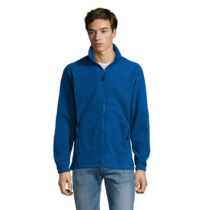 Jacheta din lana north albastru regal cu fermoar lung si mansete cu refilet din fleece moale