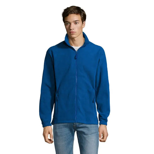 Jacheta din lana north albastru regal cu fermoar lung si mansete cu refilet din fleece moale