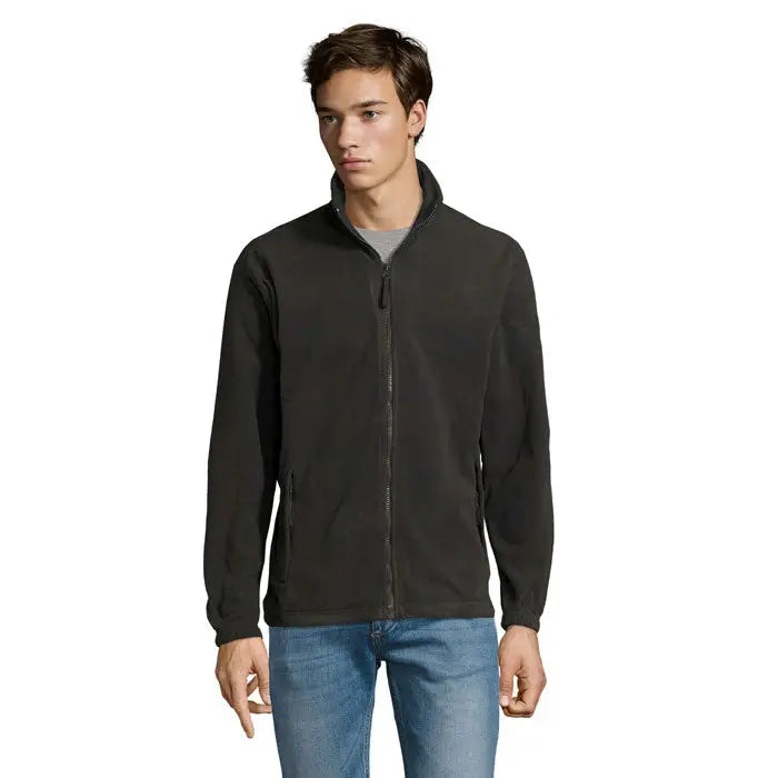 Jacheta din lana north neagra cu fermoar integral si doua buzunare laterale din fleece