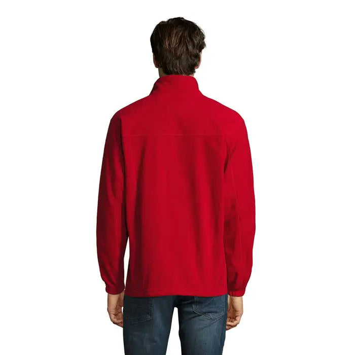 Jacheta din lana north rosie cu fermoar fleece cu guler inalt si maneci lungi