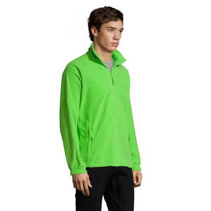Jacheta din lana north verde neon cu fermoar lung si doua buzunare frontale din fleece luminos