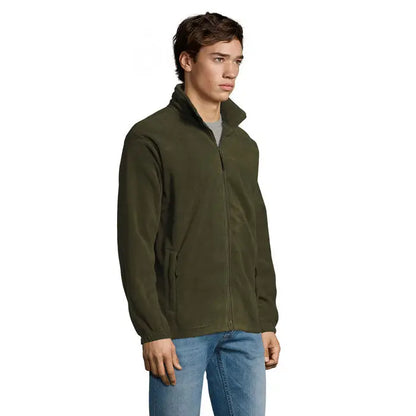 Jacheta din lana north oliva cu fermoar integral si doua buzunare laterale din fleece verde oliva