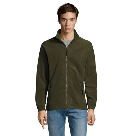 Jacheta din lana north olive cu fermoar integral si doua buzunare laterale din fleece moale