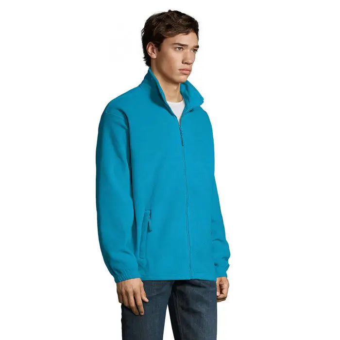 Jacheta din lana north teal cu fermoar lung si doua buzunare frontale din fleece